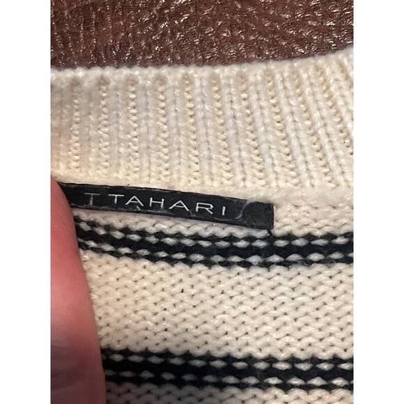 Tahari Womens Cream & Black Striped Knit Sweater Size XL - Picture 3 of 8